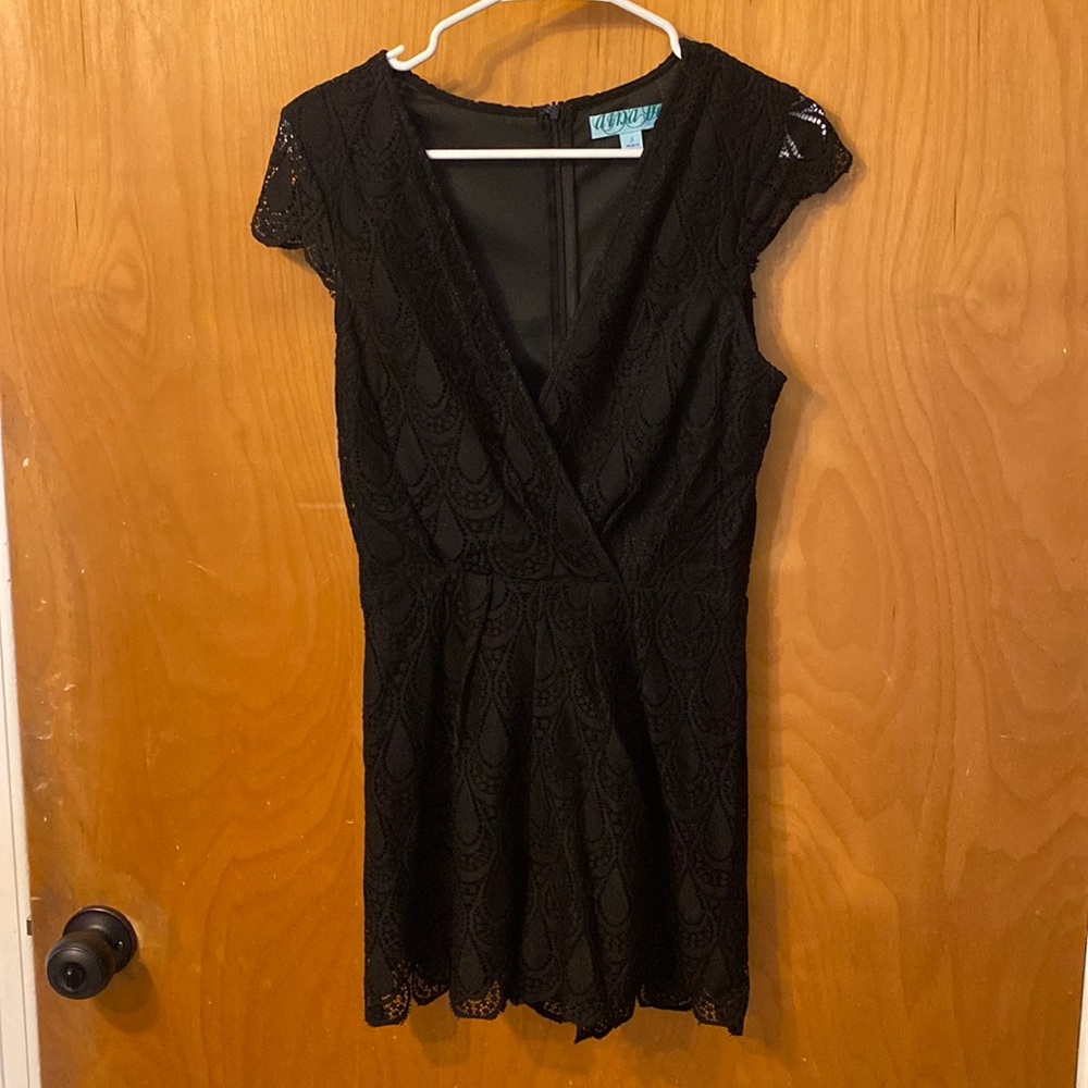 Black romper with lace detail